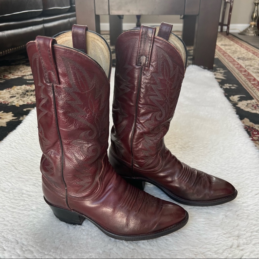 Dan Post Vintage Genuine Brown Leather Men’s Western Cowboy Boots size 9 D - Picture 2 of 11